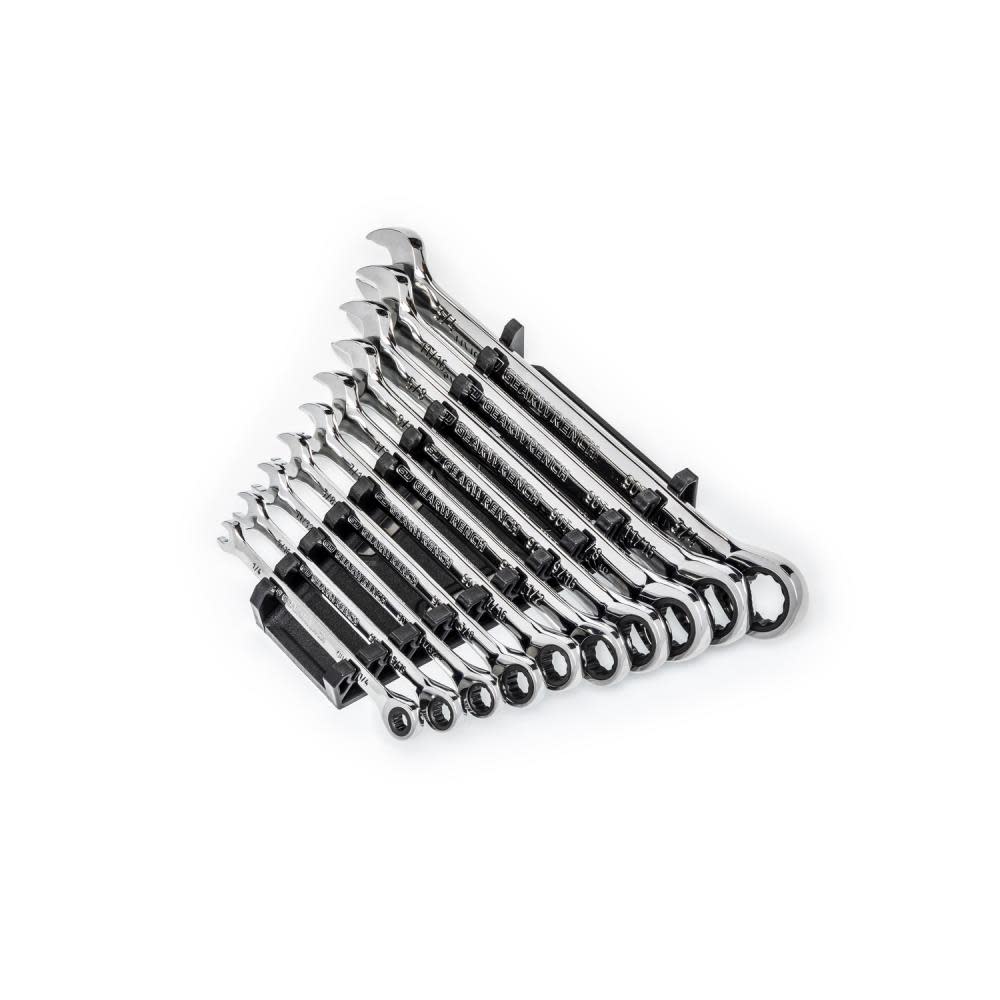 GEARWRENCH 10 Pc. 90T 12 Point SAE Combination Ratcheting Wrench Set - Flockneti