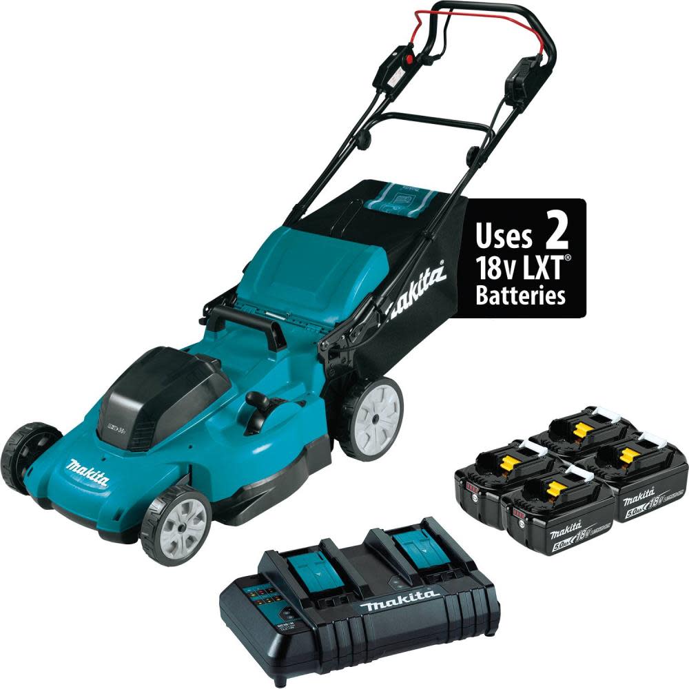 Makita 36V 18V X2 LXT 19″ Lawn Mower Self Propelled 5Ah Kit with 4 Batteries - Flockneti