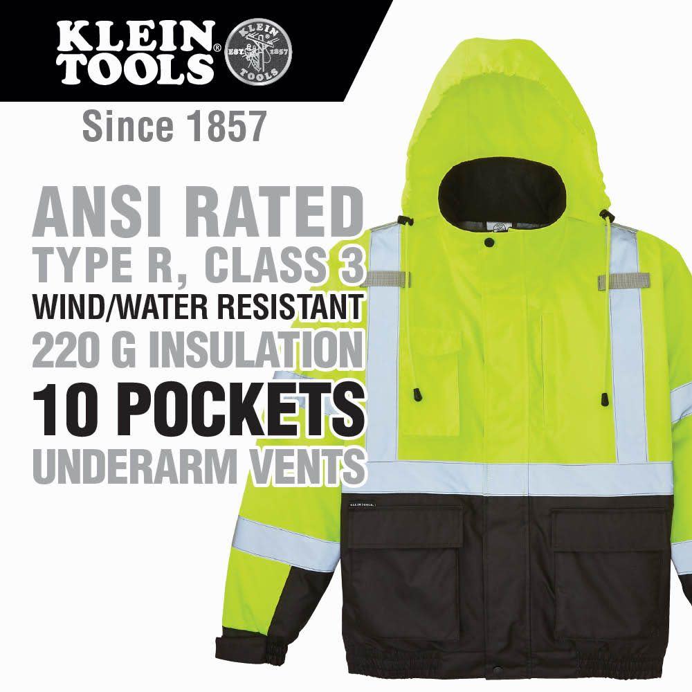 Klein Tools High Visibility Bomber Jacket 3X - Flockneti