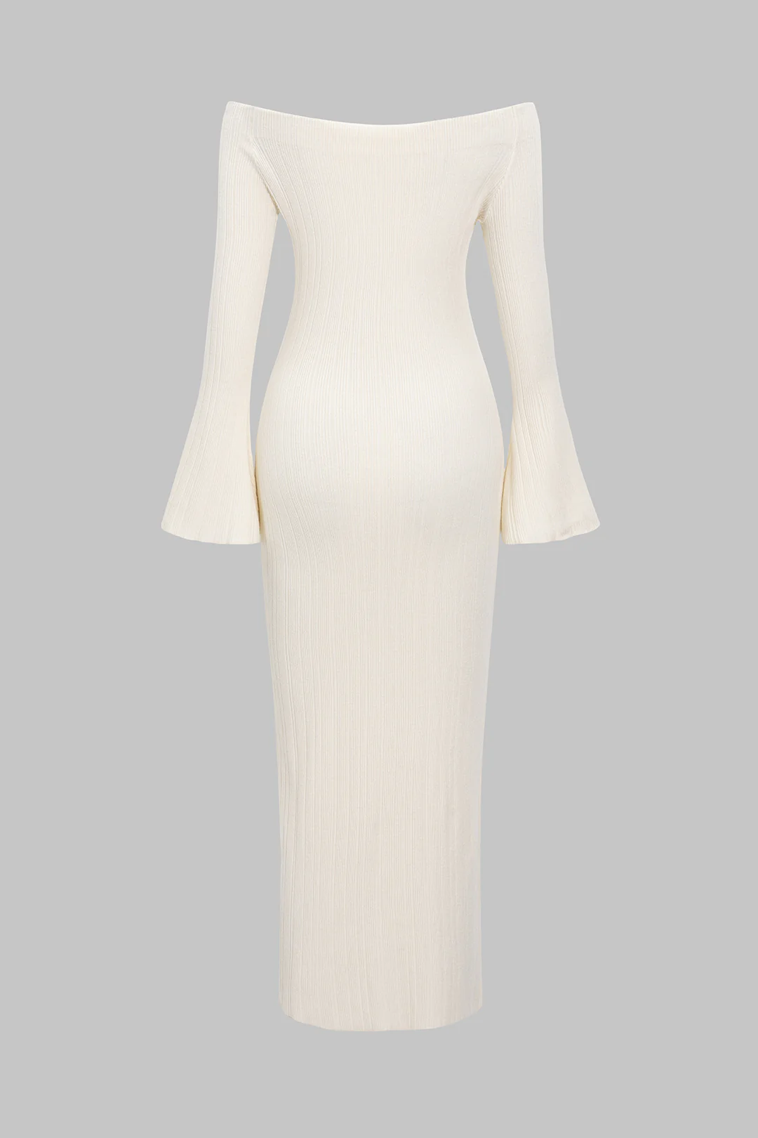 Knit Off Shoulder Bell Long Sleeve Dress - Flockneti