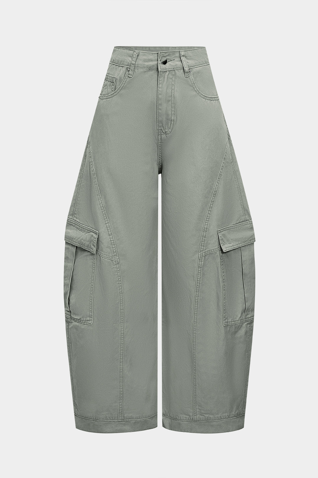 Pocket Wide Leg Barrel Trousers - Flockneti