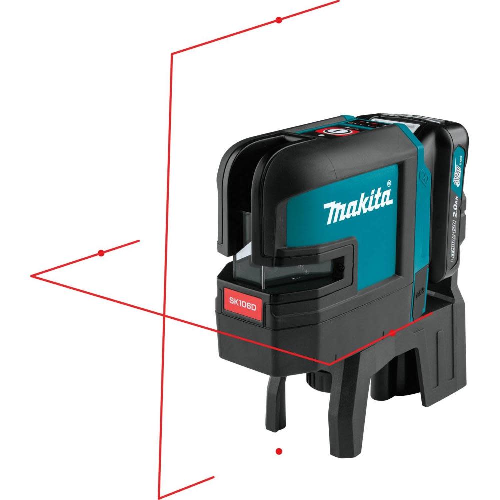 Makita 12V Max CXT Self-Leveling Cross-Line/4-Point Red Beam Laser Kit - Flockneti