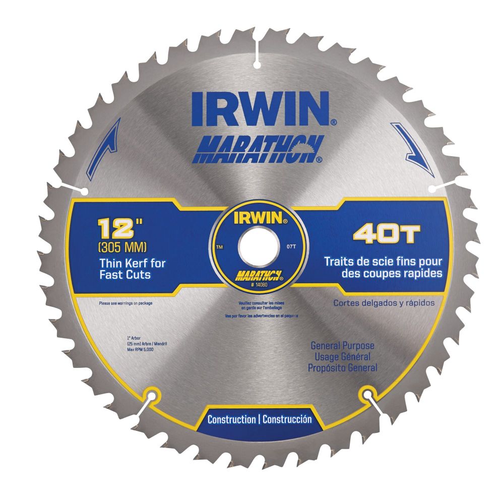 Irwin Marathon Carbide Table/Miter Circular Blade 12″ 40T - Flockneti