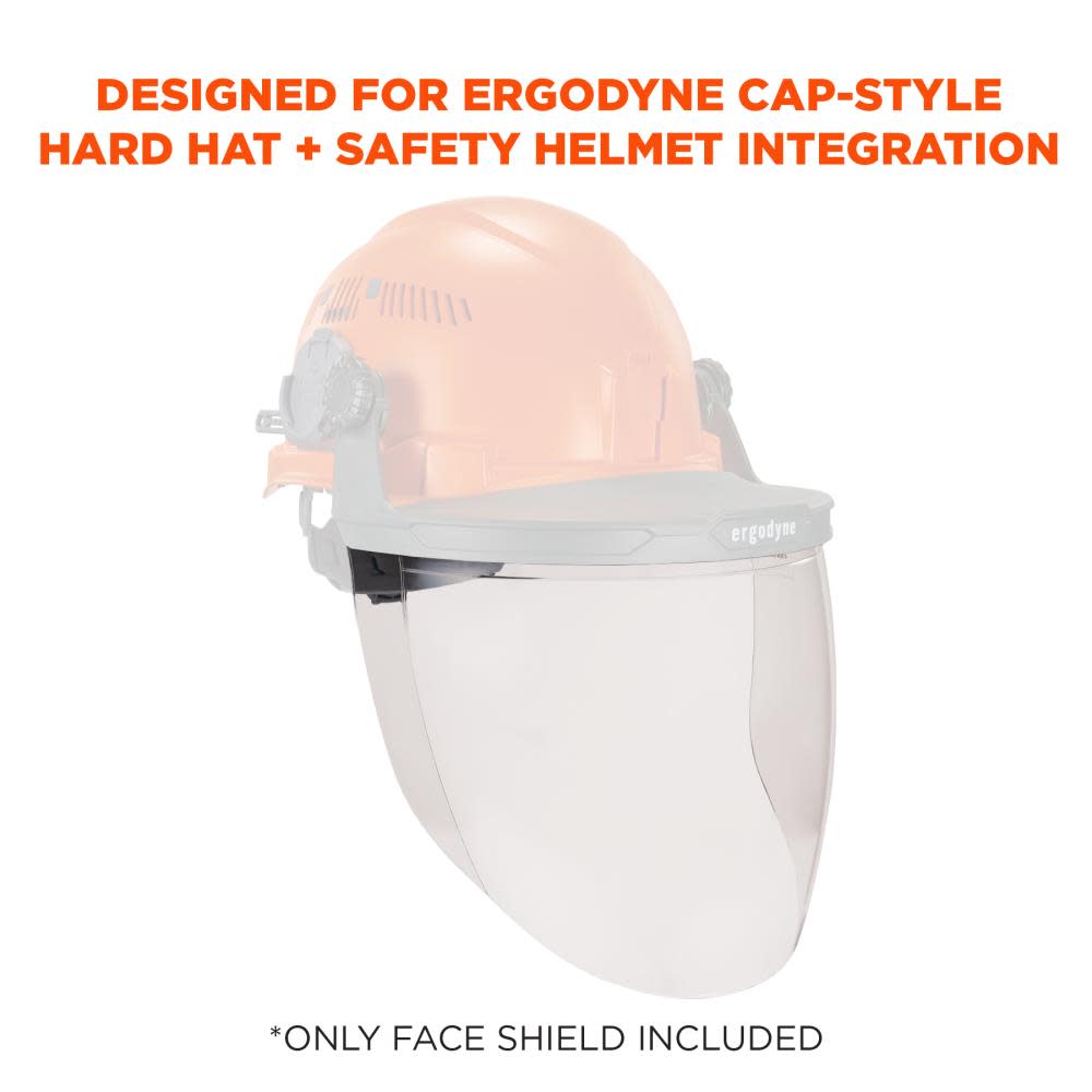 Ergodyne Clear Face Shield Replacement for Cap-Style Hard Hat & Safety Helmet - Flockneti