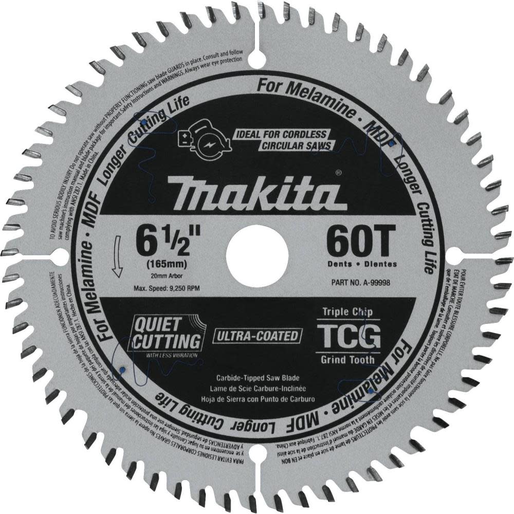 Makita 6-1/2″ 60T (TCG) Carbide-Tipped Cordless Plunge Saw Blade - Flockneti