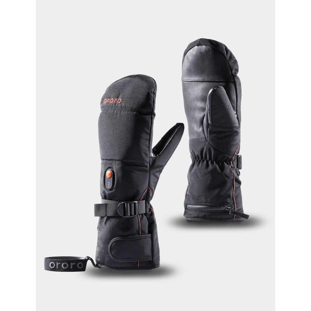 ORORO Black & Orange Amsterdam Heated Mittens Kit Small - Flockneti