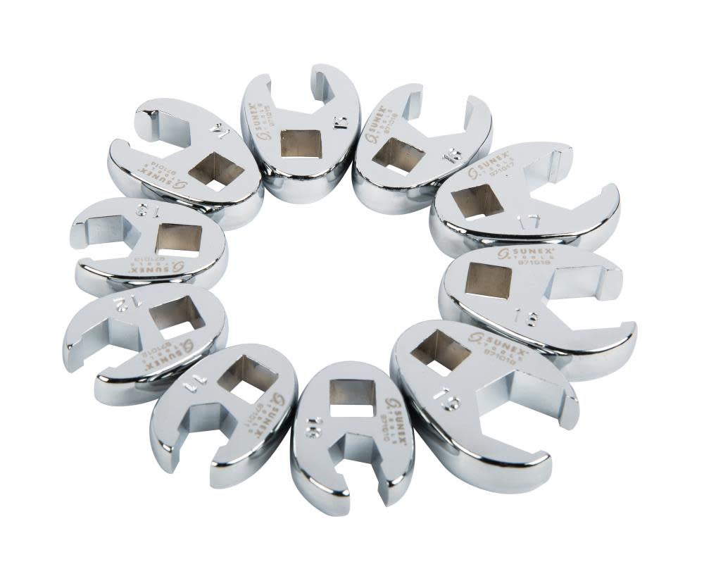 Sunex 3/8 In. Drive Metric Crowfoot Wrench Set 10 pc. - Flockneti