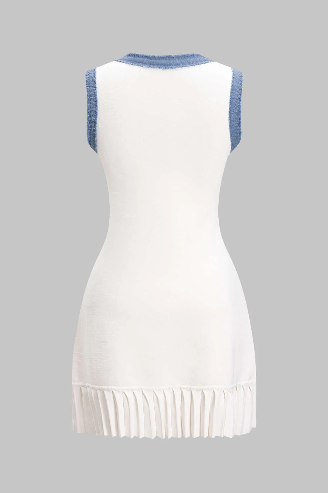 Knit Metallic Button Patchwork Sleeveless Sweater Dress - Flockneti