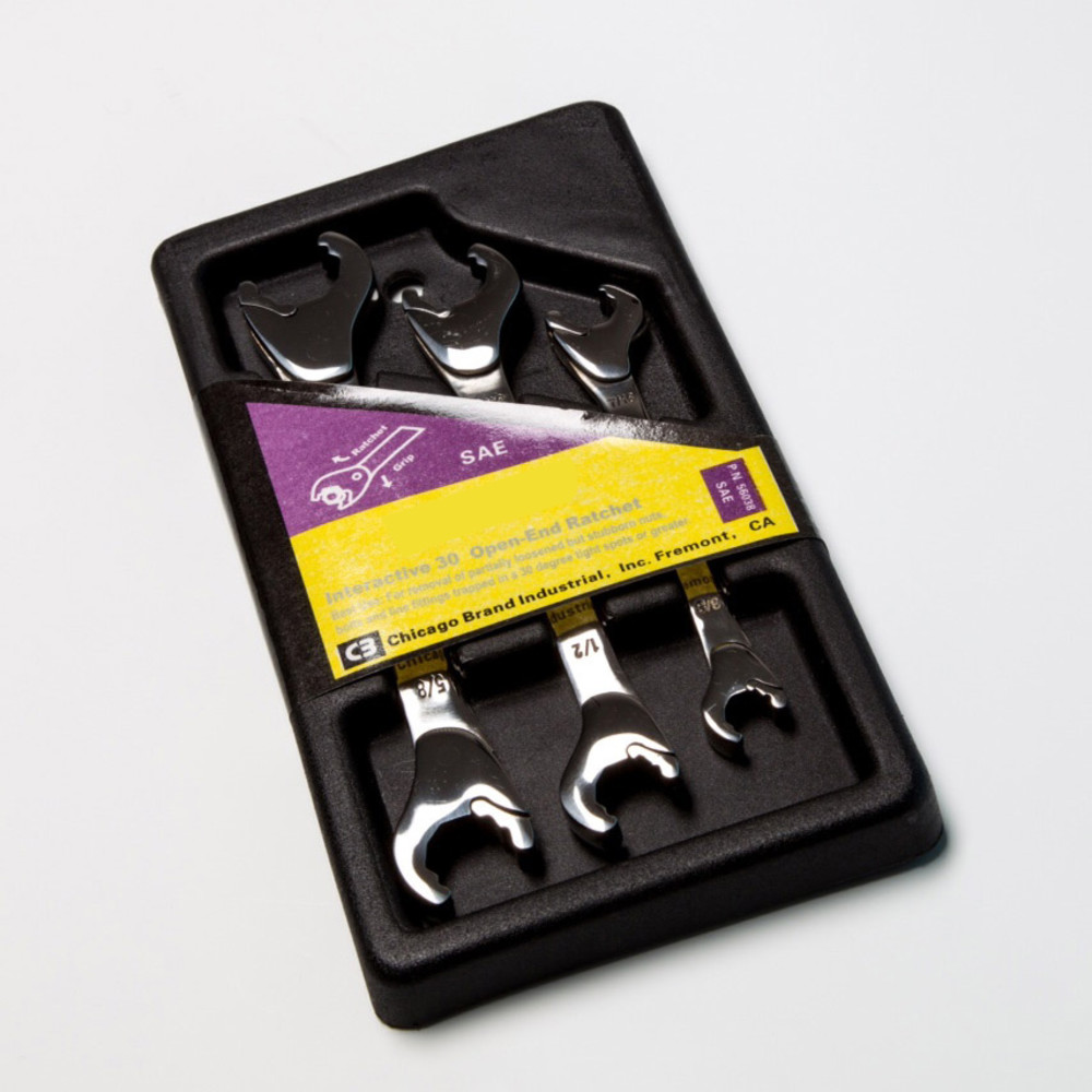 Chicago Brand 3pc Open End Ratchet Wrench SAE - Flockneti
