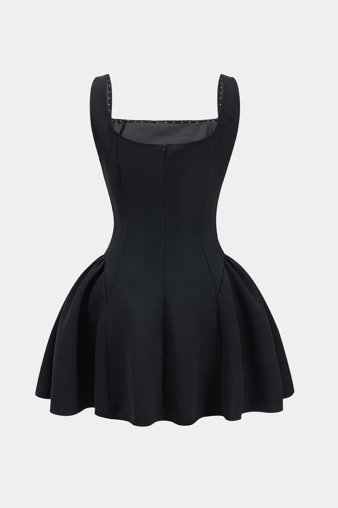 Pearl Ruched Zipper Mini Dress - Flockneti