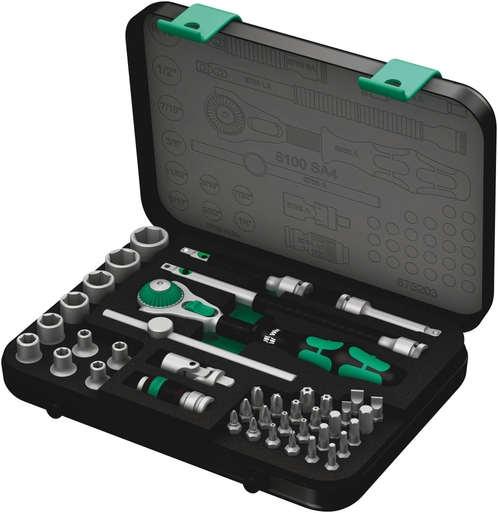 Wera Tools 42pc 1/4″ Drive 8100 SA 4 Zyklop Speed Ratchet Set - Flockneti