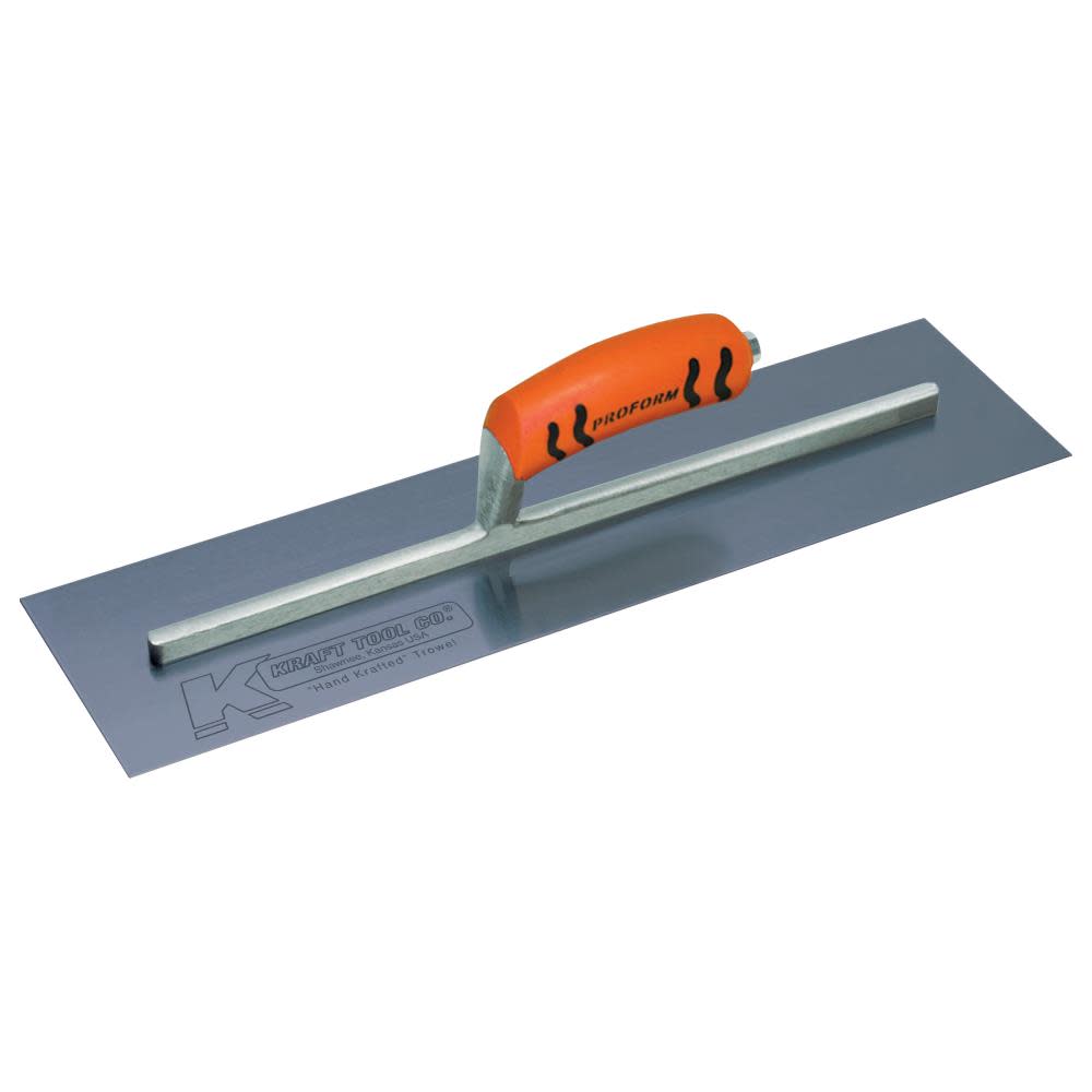 Kraft Tool Co 14 In. x 4 In. Blue Steel Cement Trowel with ProForm Handle - Flockneti