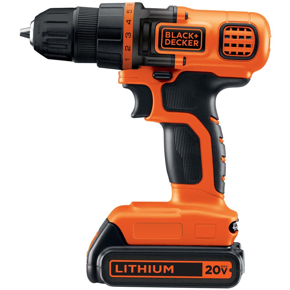 Black and Decker 20-volt MAX Lithium Ion (Li-ion) 3/8-in Cordless Drill with Battery Kit - Flockneti