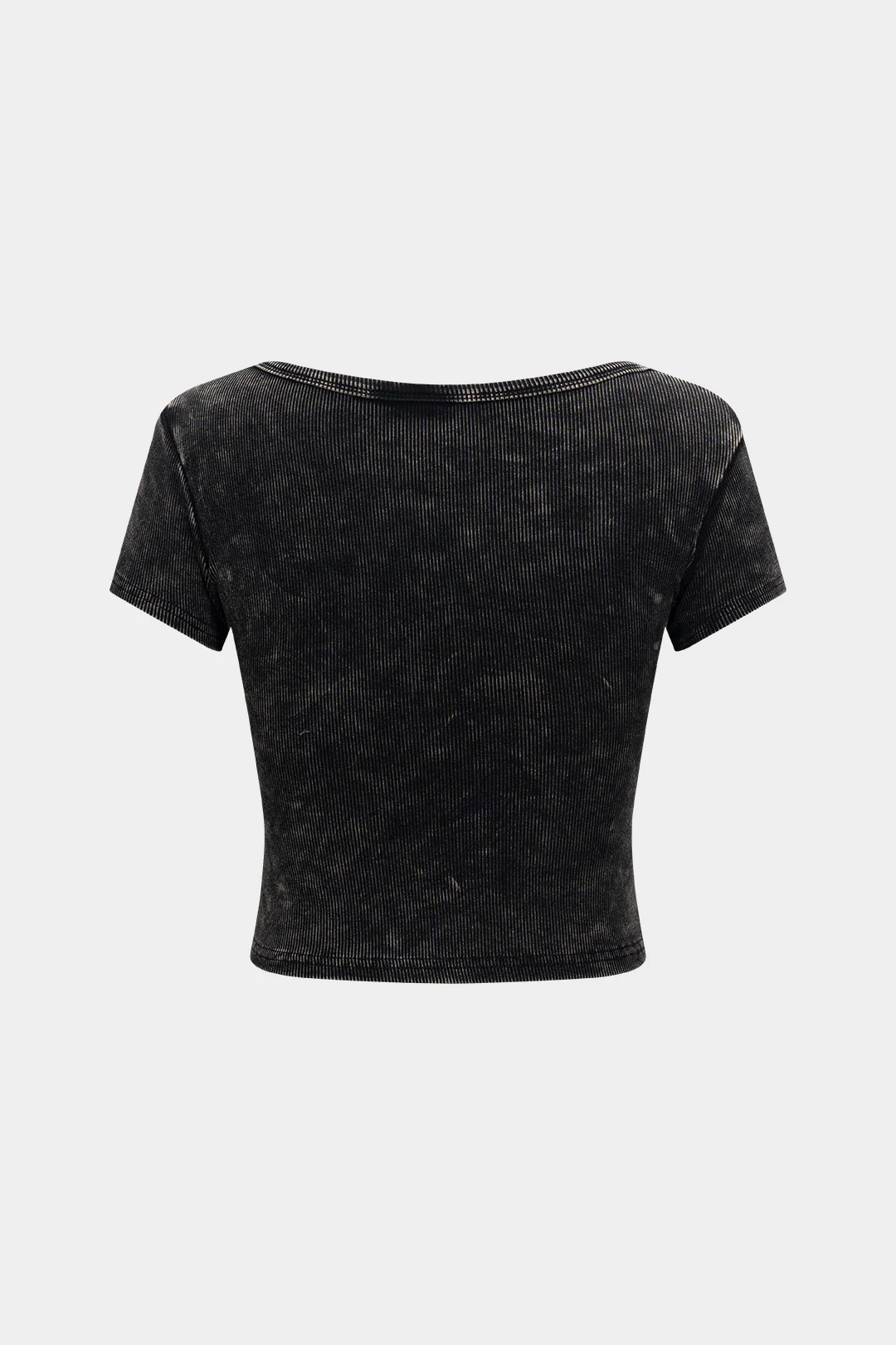 Round Neck Ribbed Short Sleeve T-Shirt - Flockneti