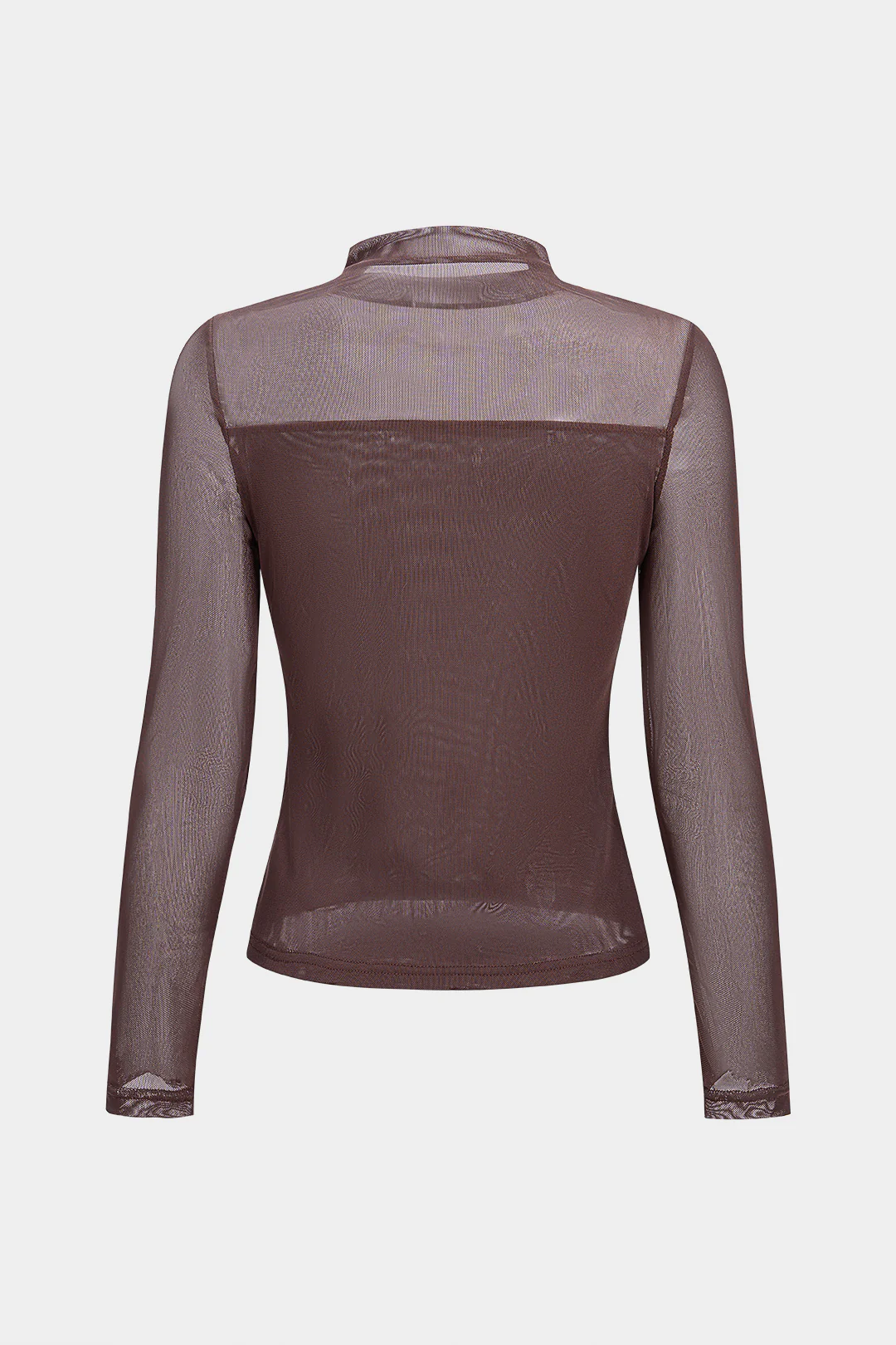 Mesh Patchwork Chiffon Mock Neck Long-Sleeve Top - Flockneti