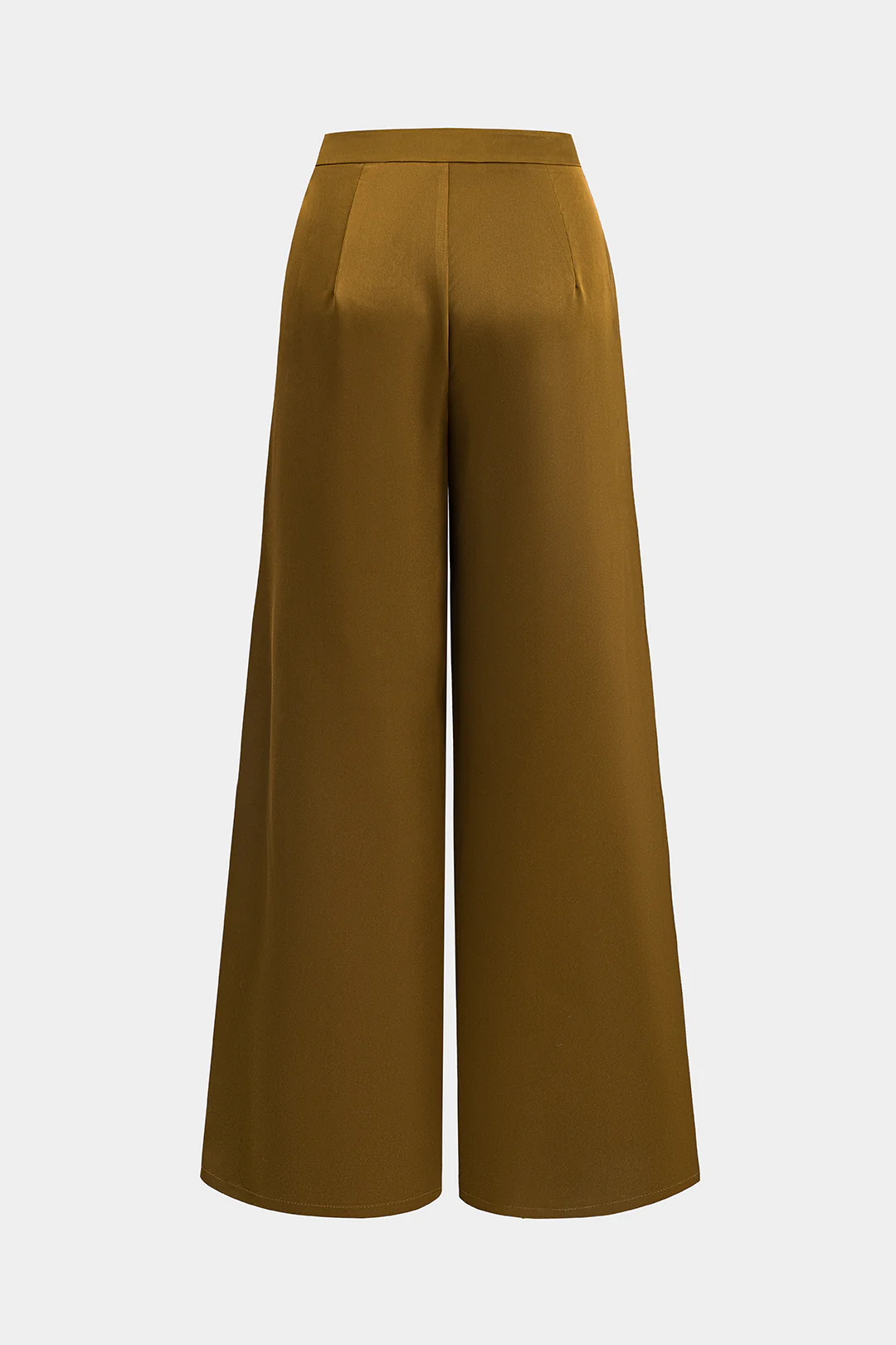 Satin High Waist Ruched Wide Leg Trousers - Flockneti
