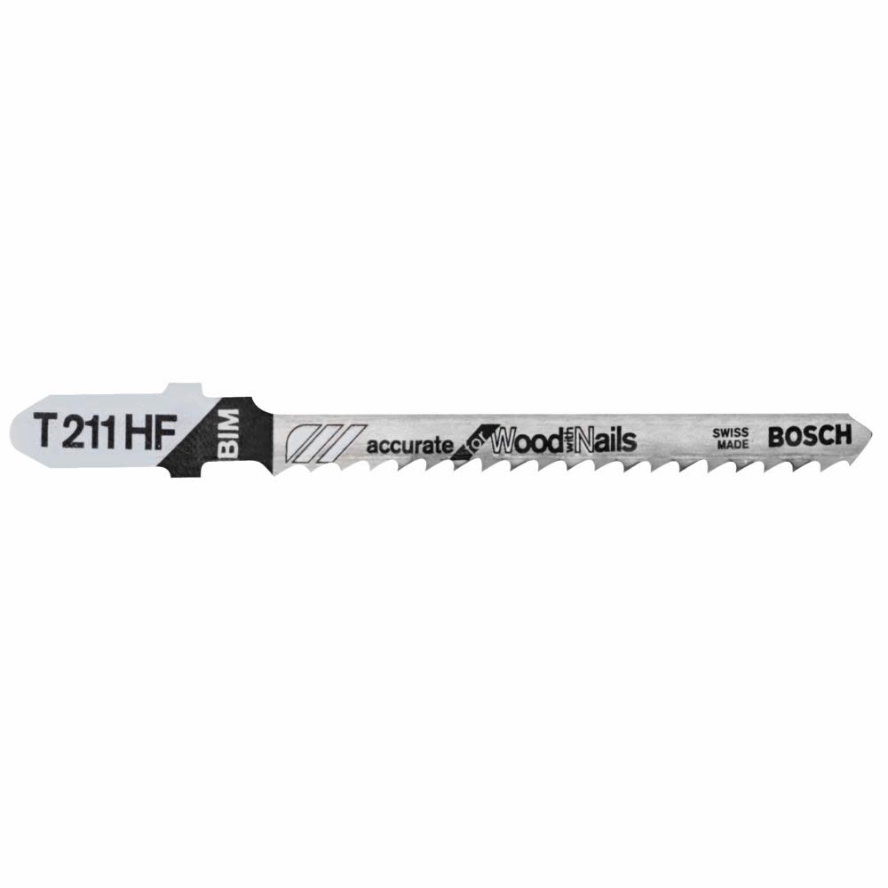 Bosch 5 pc. 3 In. 10 TPI Accurate for Wood with Nails T-Shank Jig Saw Blades - Flockneti