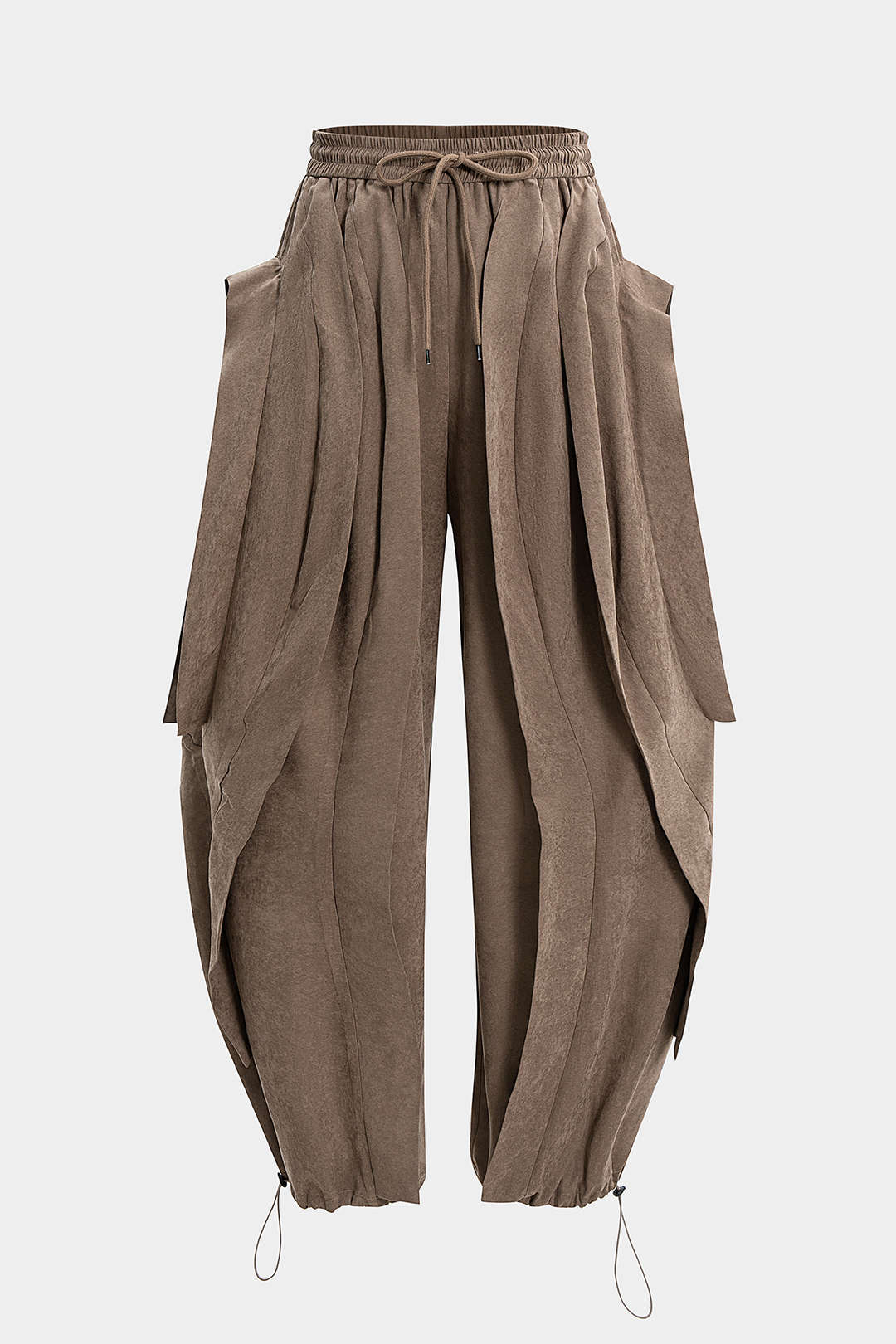 Shirred Waistband Drawstring Barrel Trousers - Flockneti