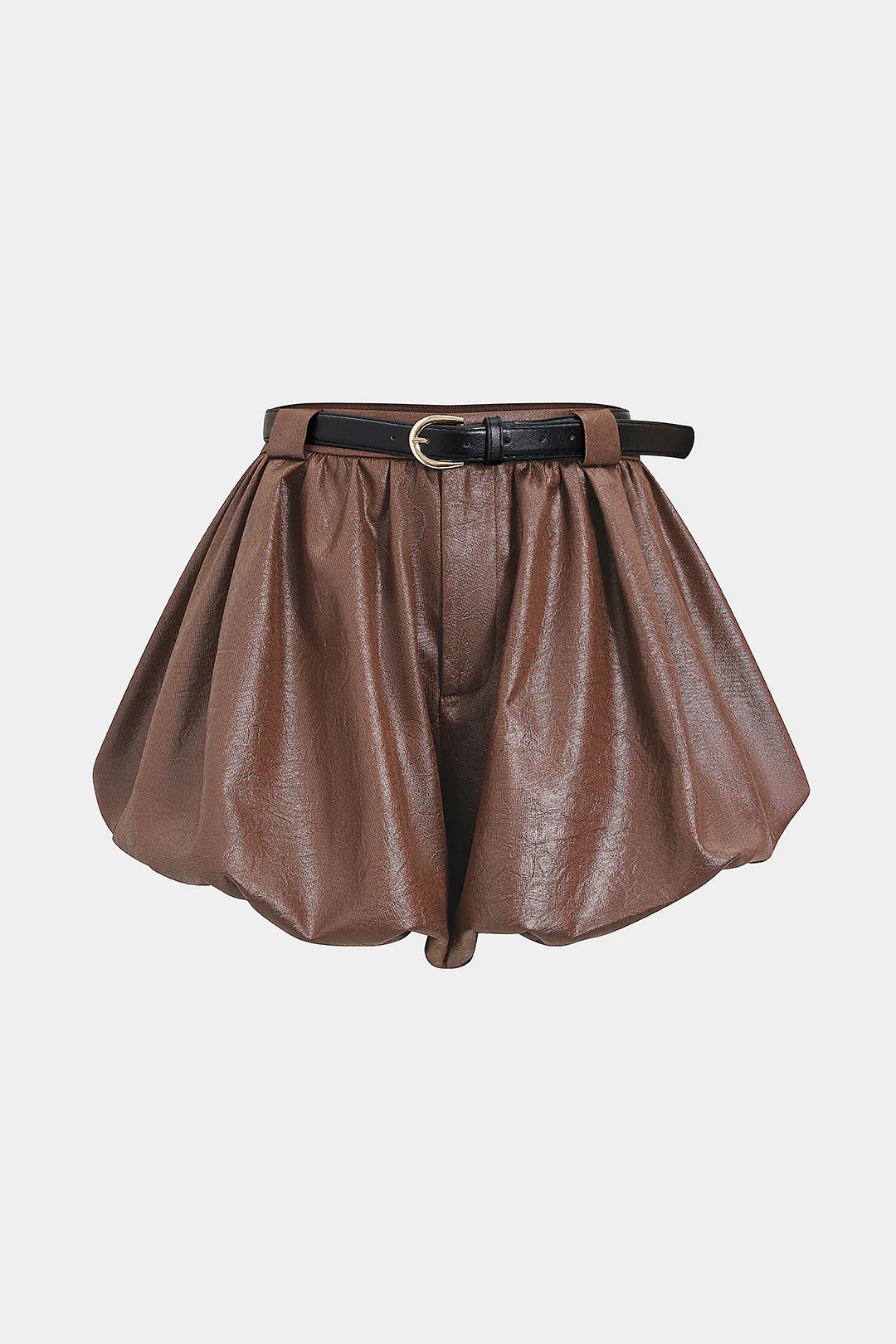 Ruched Belted Puff Shorts - Flockneti
