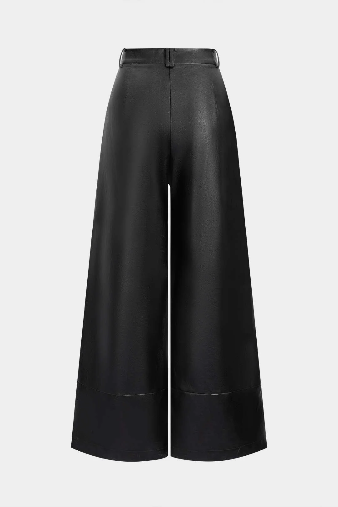 Faux Leather Button Wide Leg Pants - Flockneti