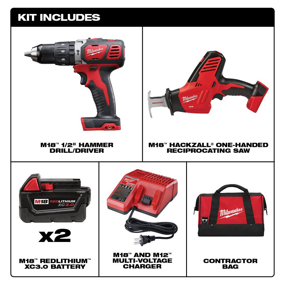 Milwaukee M18 Cordless 2 Tool Combo Kit - Flockneti