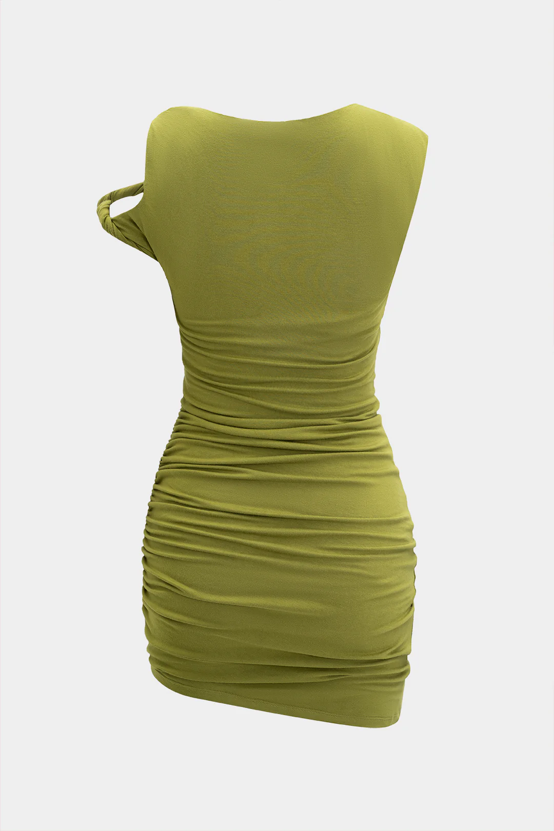 Asymmetrical Twist Knot Ruched Sleeveless Mini Dress - Flockneti