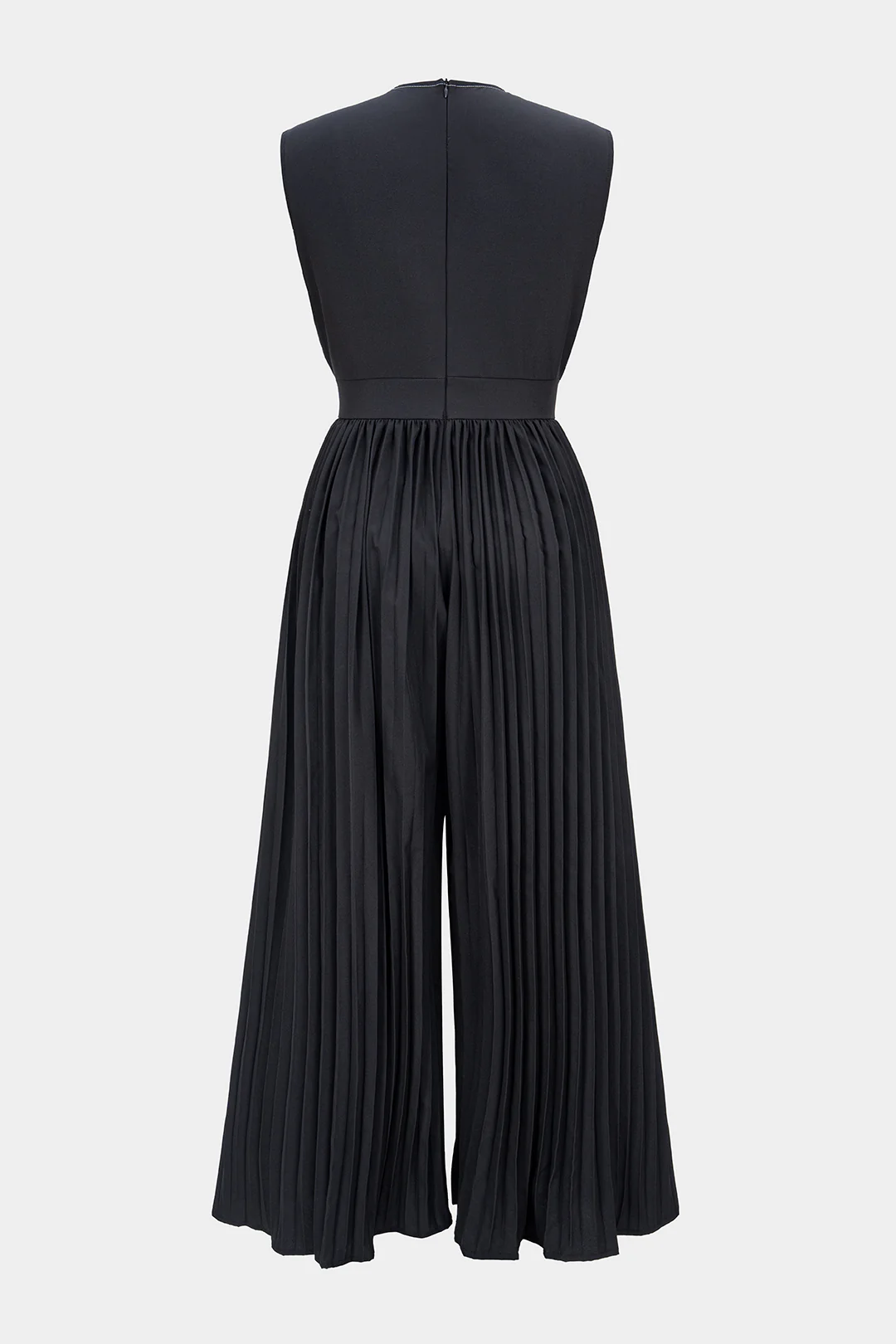 Contrast V-Neck Ruched Sleeveless Jumpsuit - Flockneti