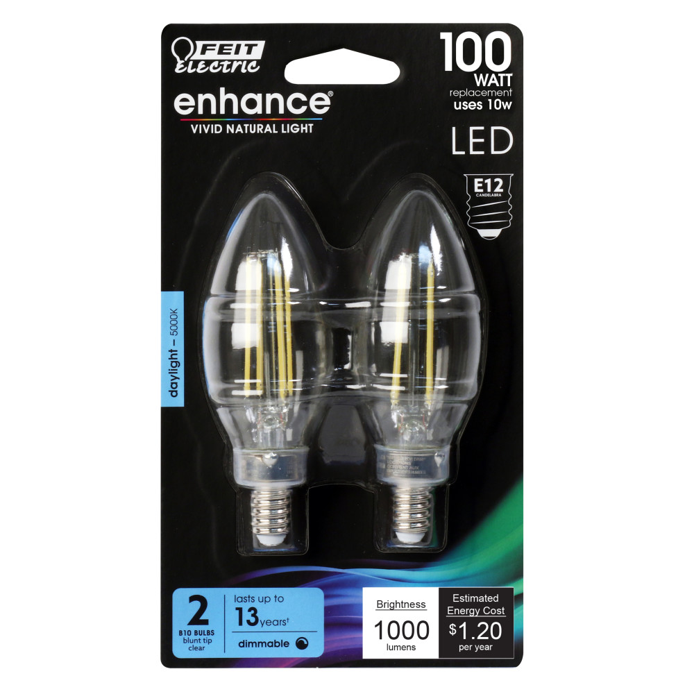 Feit Electric 100W Blunt Tip 5000K Filament LED Bulb 2pk - Flockneti