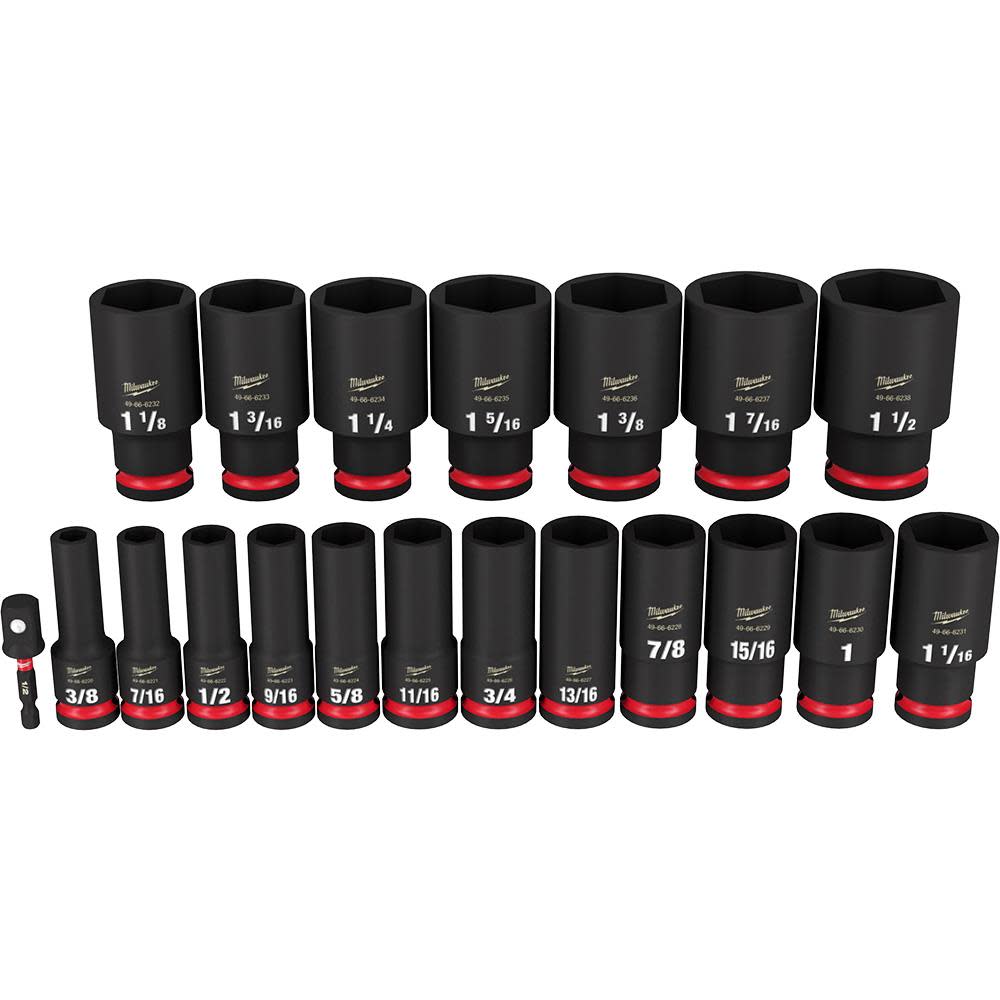 Milwaukee Impact Socket 19PC 1/2″ Drive SAE DP 6Point Tool Set - Flockneti