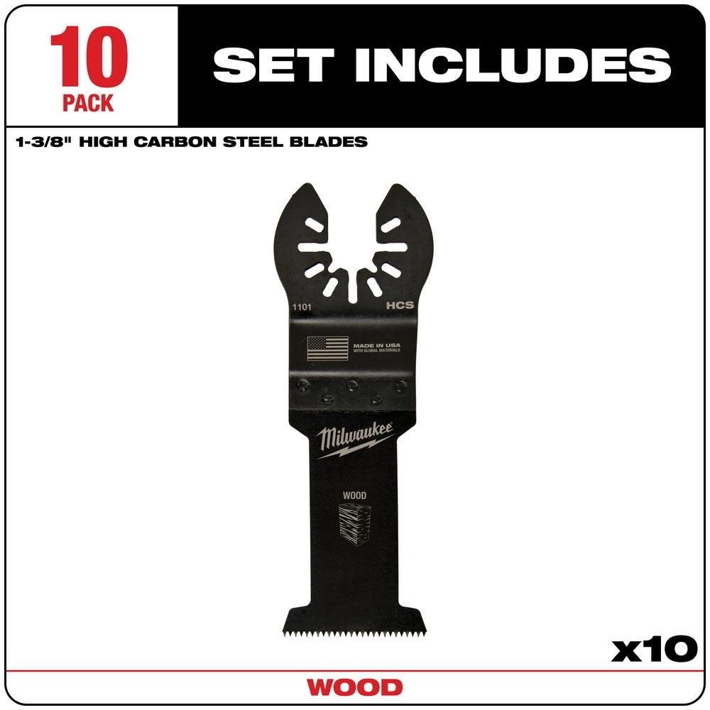 Milwaukee OPEN-LOK 1-3/8″ HCS WOOD BLADES 10PK - Flockneti