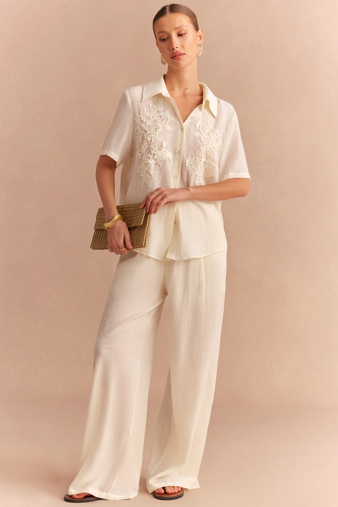 Textured Pocket Wide Leg Pants - Flockneti