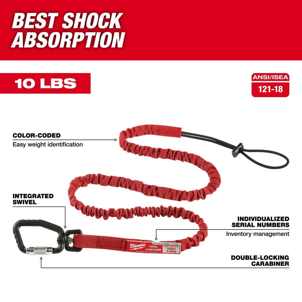 Milwaukee 10 Lb. Extended Reach Locking Tool Lanyard - Flockneti