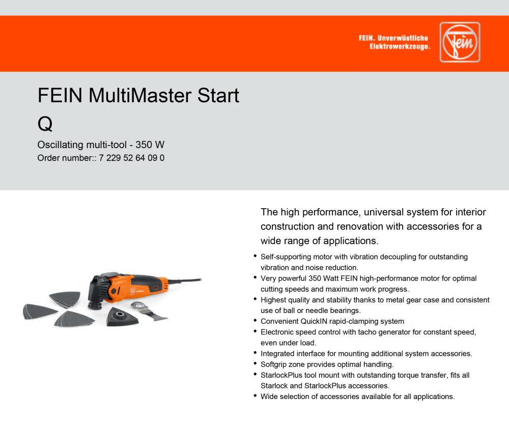Fein MultiMaster MM 500 Start Q Oscillating Multi-Tool - Flockneti