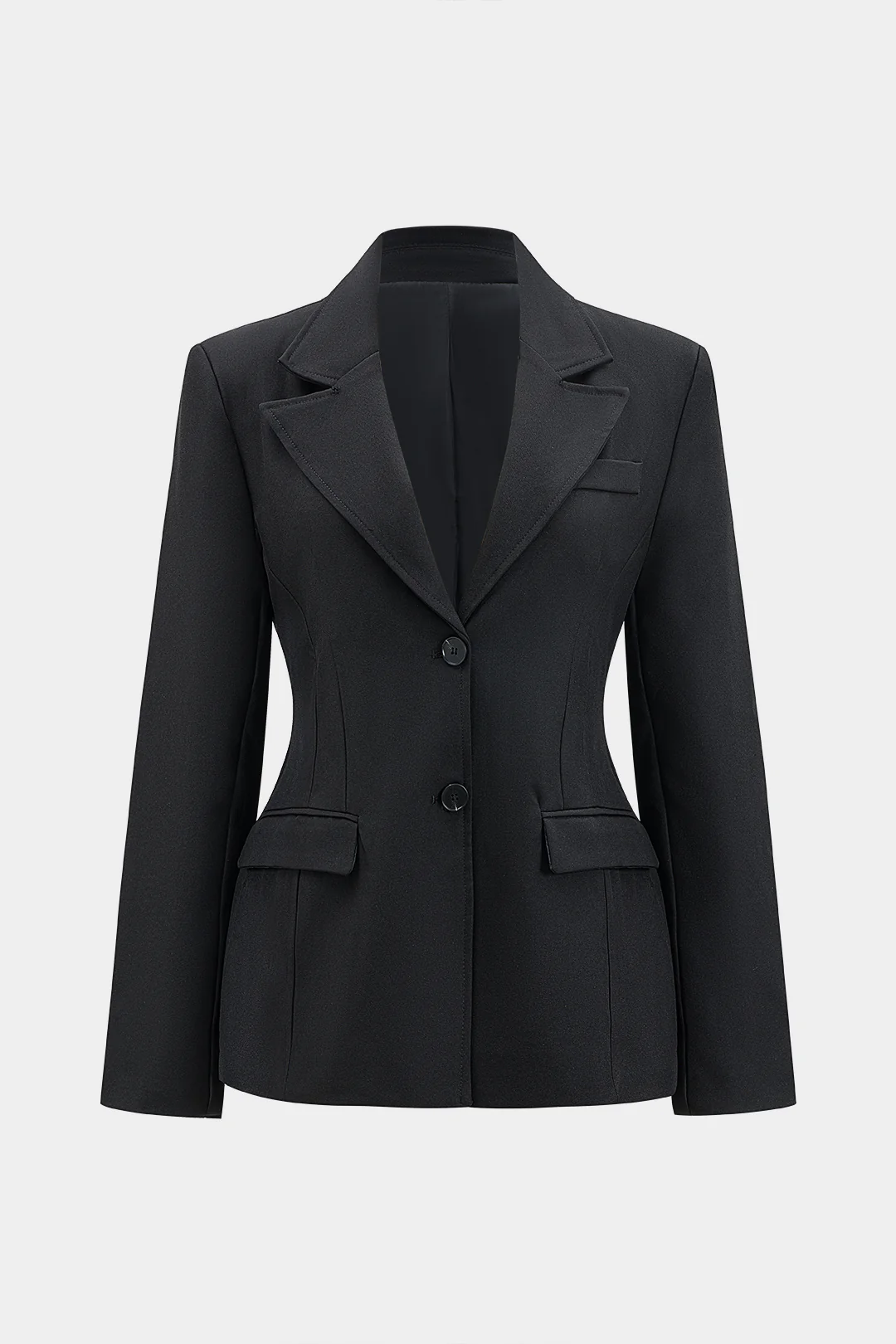 Notched Lapel Button Shoulder Pads Blazer - Flockneti