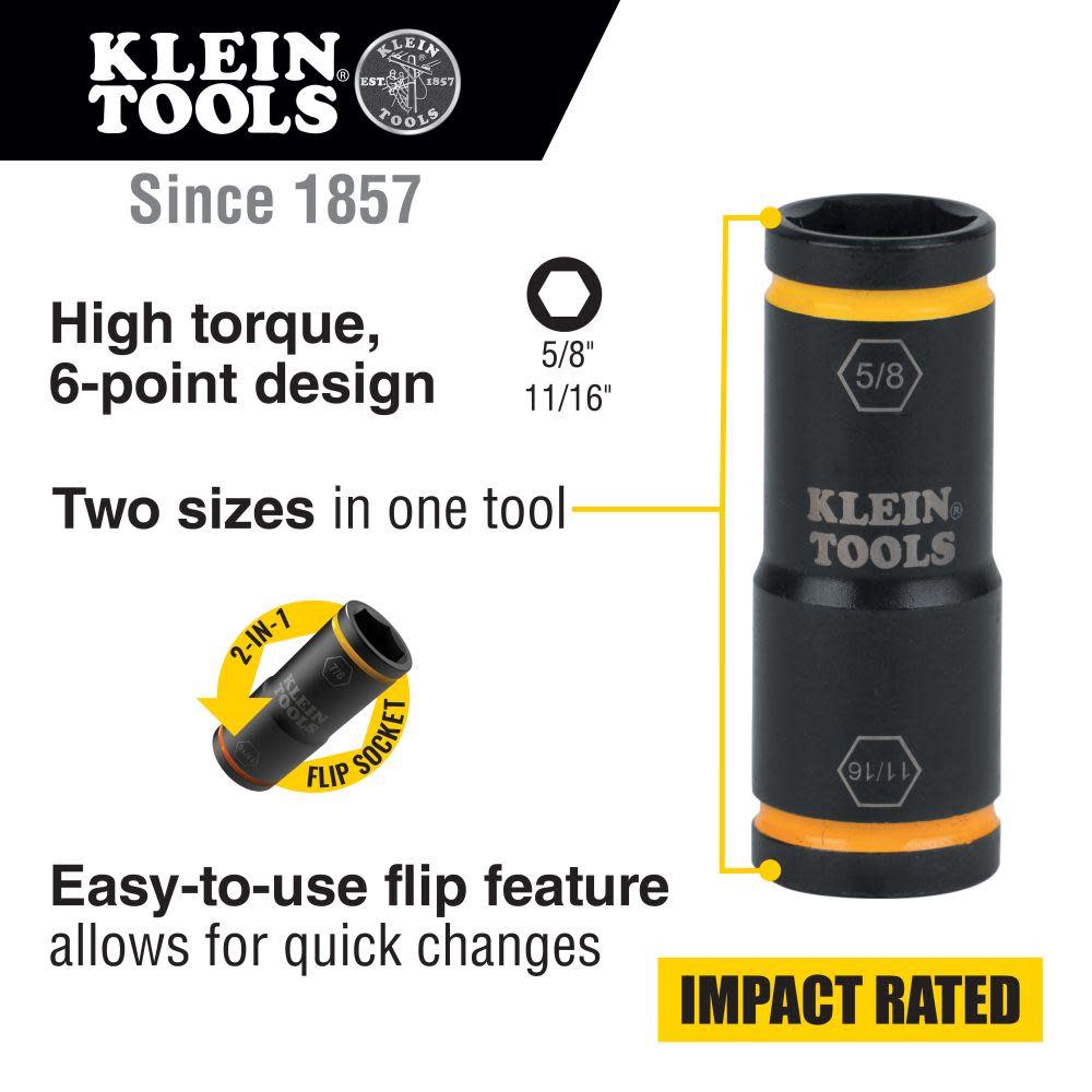 Klein Tools Flip Impact Socket 11/16″ X 5/8″ - Flockneti