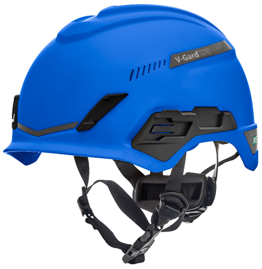 MSA Safety Works V Gard H1 Safety Helmet Trivent Blue Fas Trac III Pivot - Flockneti