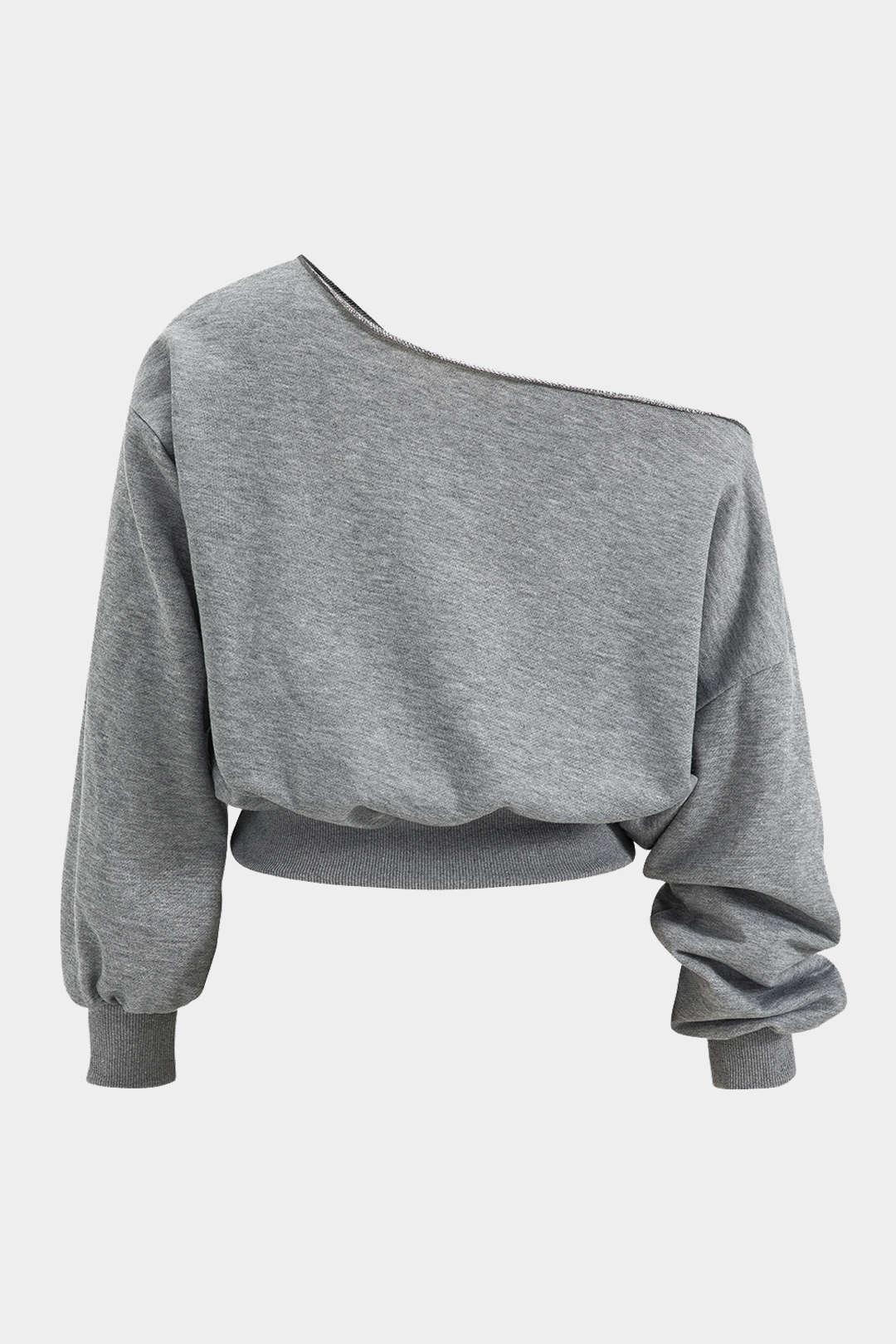 Plus Size Asymmetrical Neck Long-Sleeve Shirt - Flockneti
