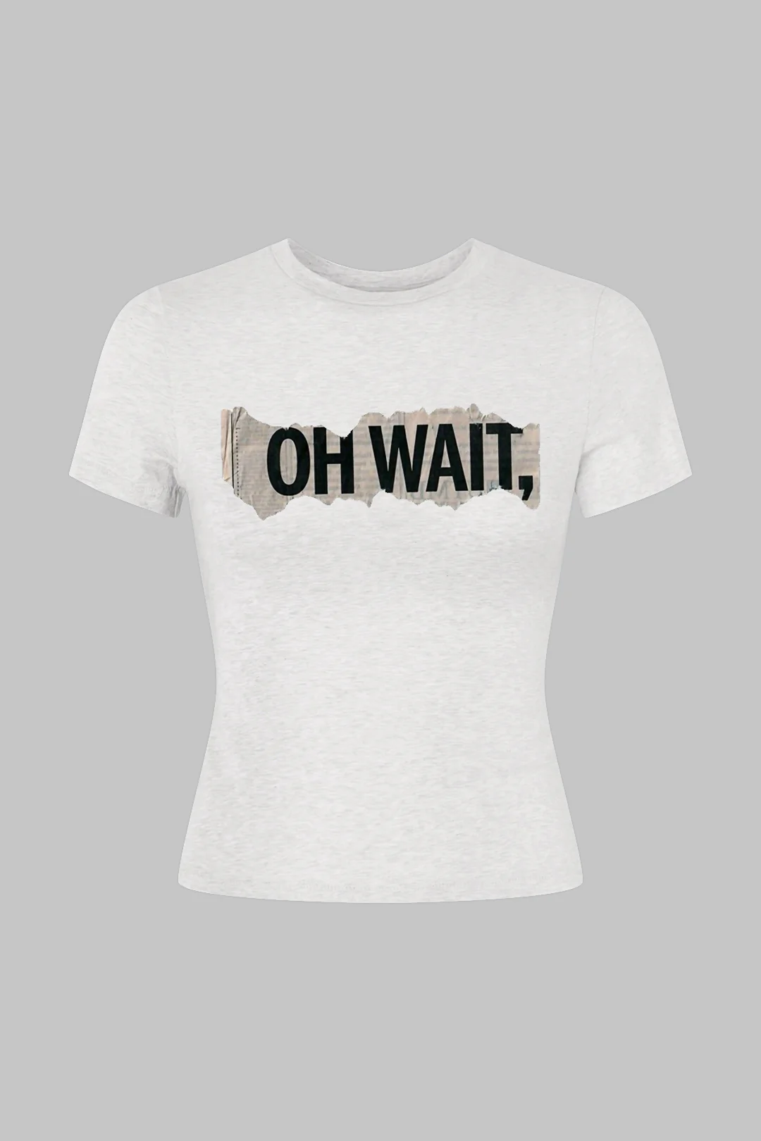 Letter Print Round Neck Short Sleeve T-Shirt - Flockneti