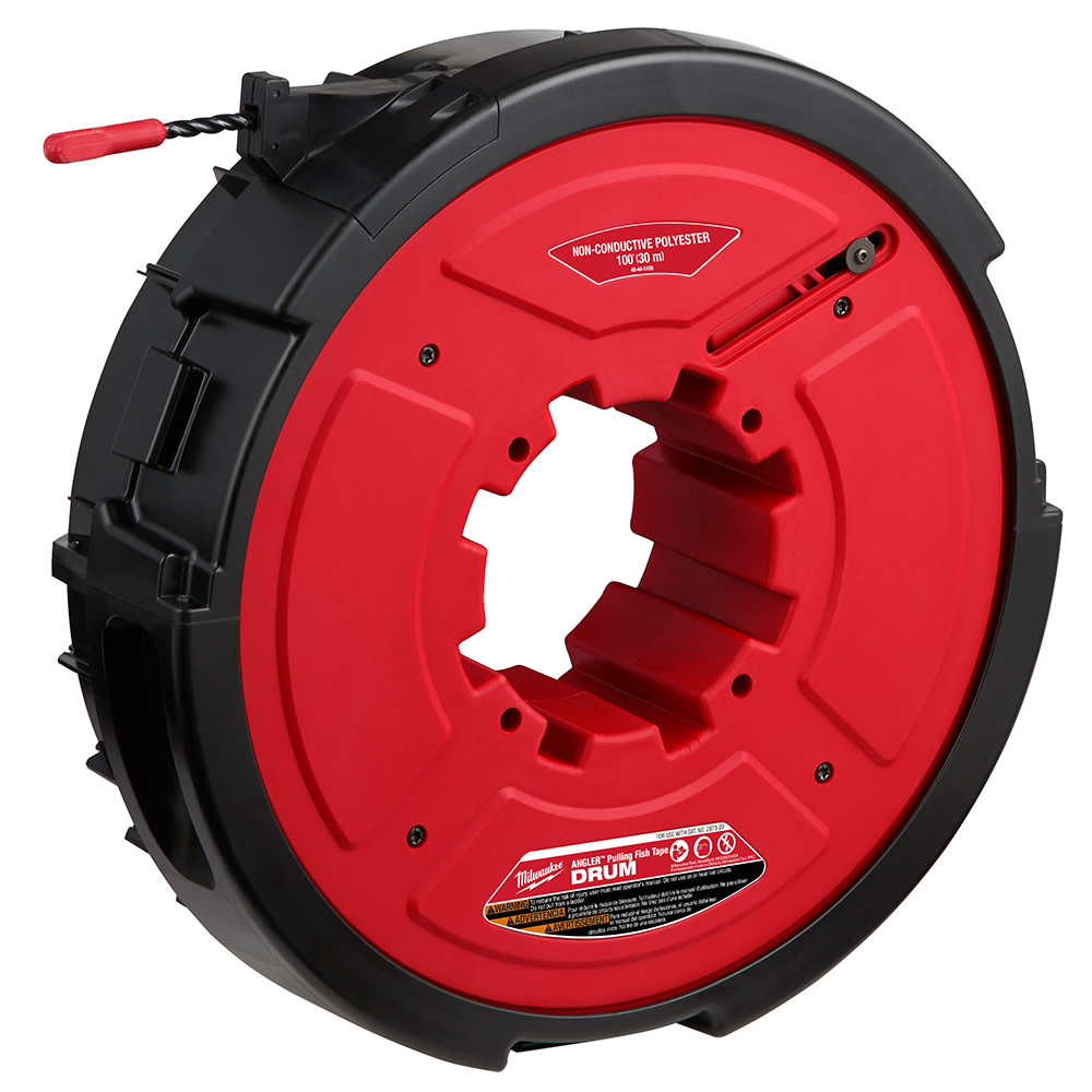 Milwaukee M18 FUEL Angler 100′ Non-Conductive Polyester Pulling Fish Tape Drum - Flockneti