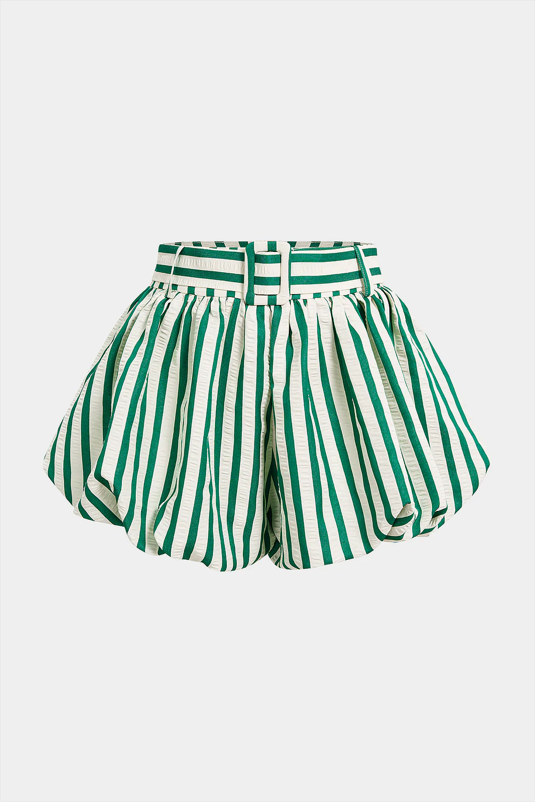 Striped Textured Ruched Shorts - Flockneti