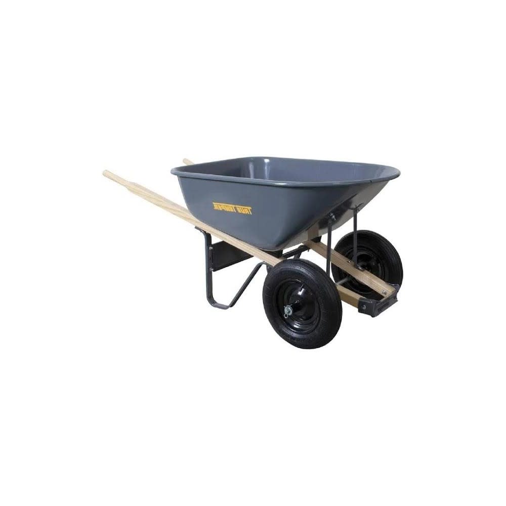 True Temper Wheelbarrow with Dual Wheel 6 Cu Ft Steel - Flockneti