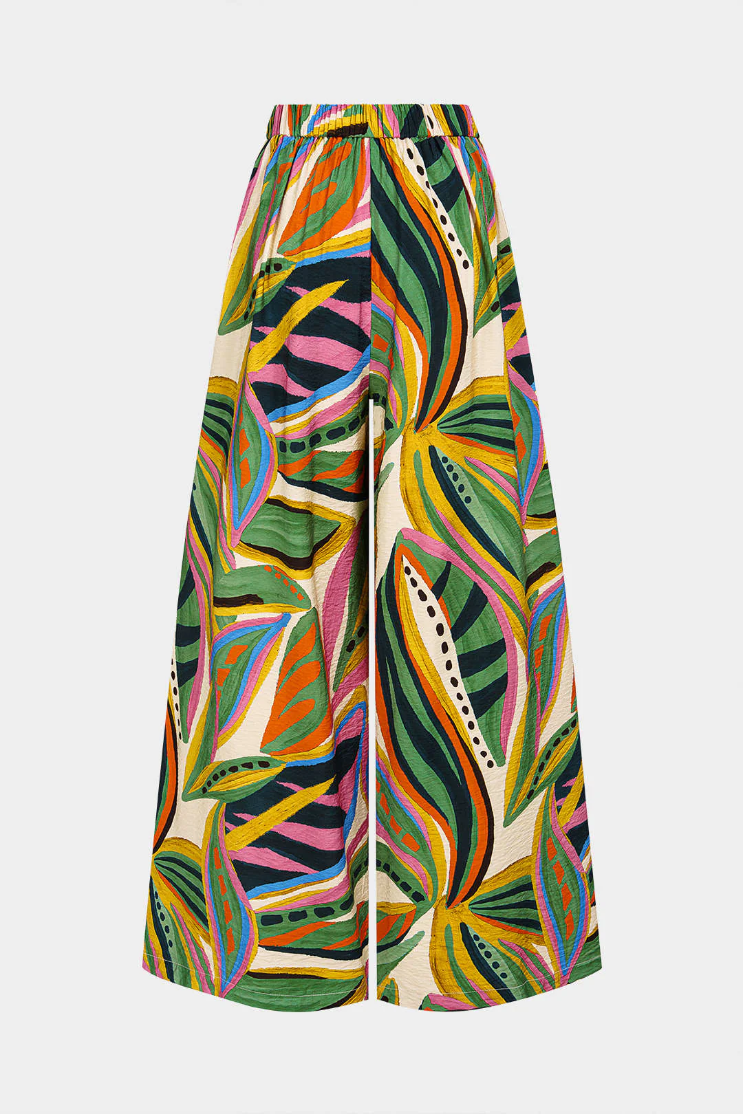 Leaves Contrast Print Wide Leg Pants - Flockneti