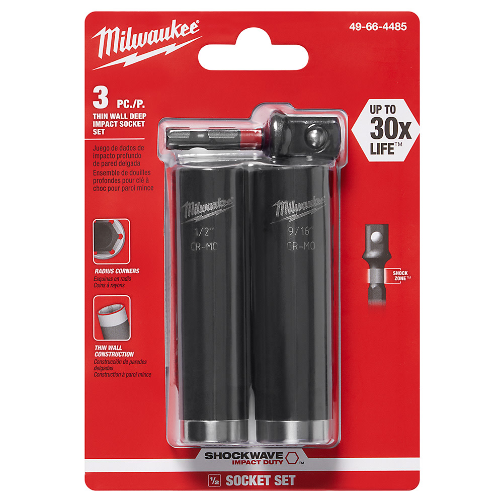 Milwaukee Impact Socket 3PC 1/2″ Drive SAE DP 6 Point Tool Set - Flockneti