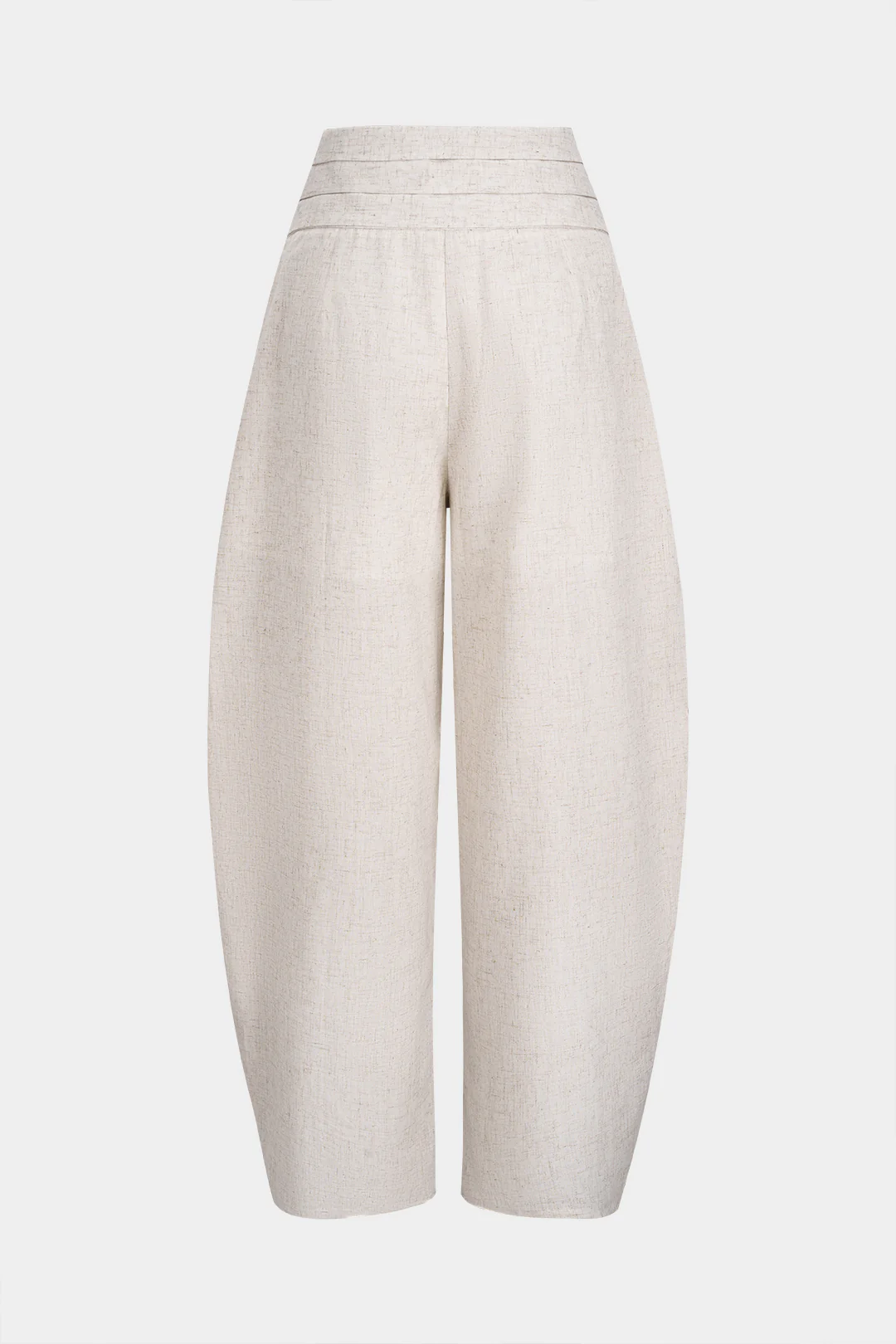 Linen Pleated Asymmetrical High Waist Pants - Flockneti