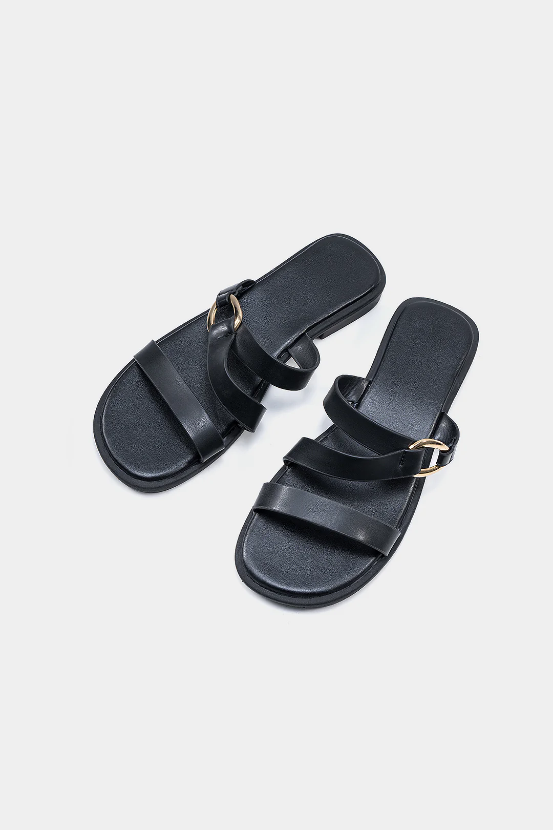 Faux Leather Flat Sandals - Flockneti