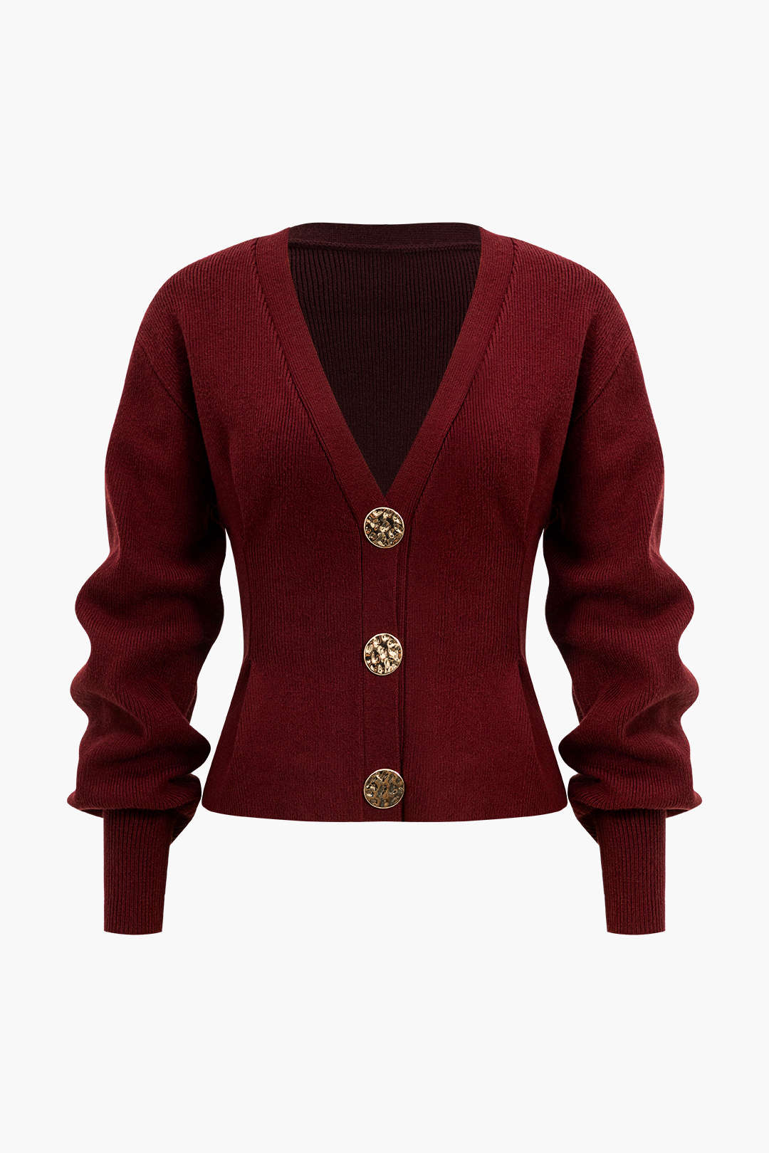 Knit Button V-neck Cardigan - Flockneti