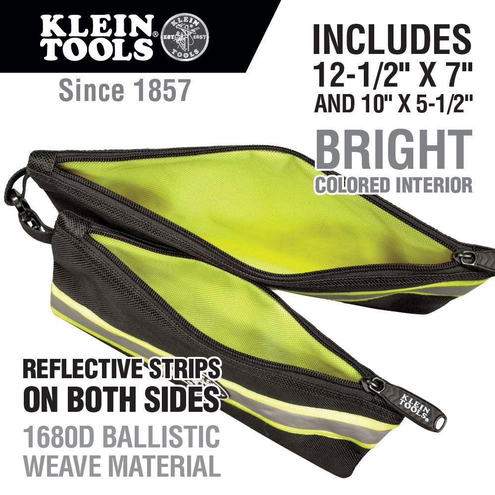 Klein Tools High Visibility Zipper Bags 2 Pk - Flockneti