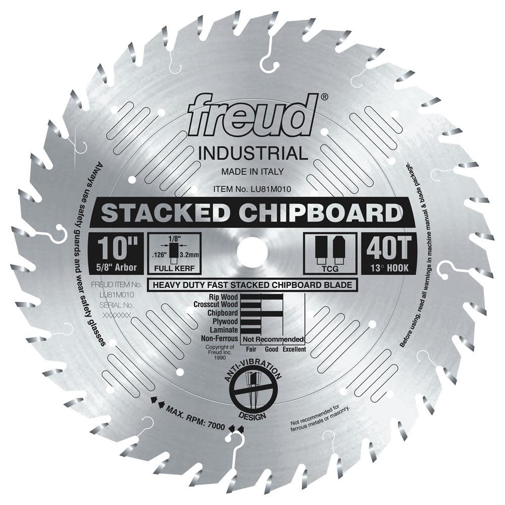 Freud 10 In. x 40T Heavy Duty Stacked Chipboard Blade - Flockneti