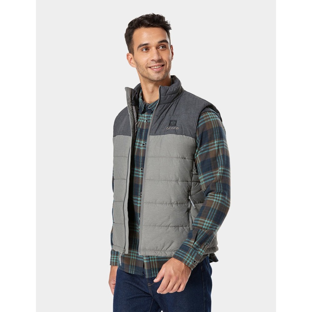 ORORO Mens Flecking Gray Classic Heated Vest Kit 2X - Flockneti