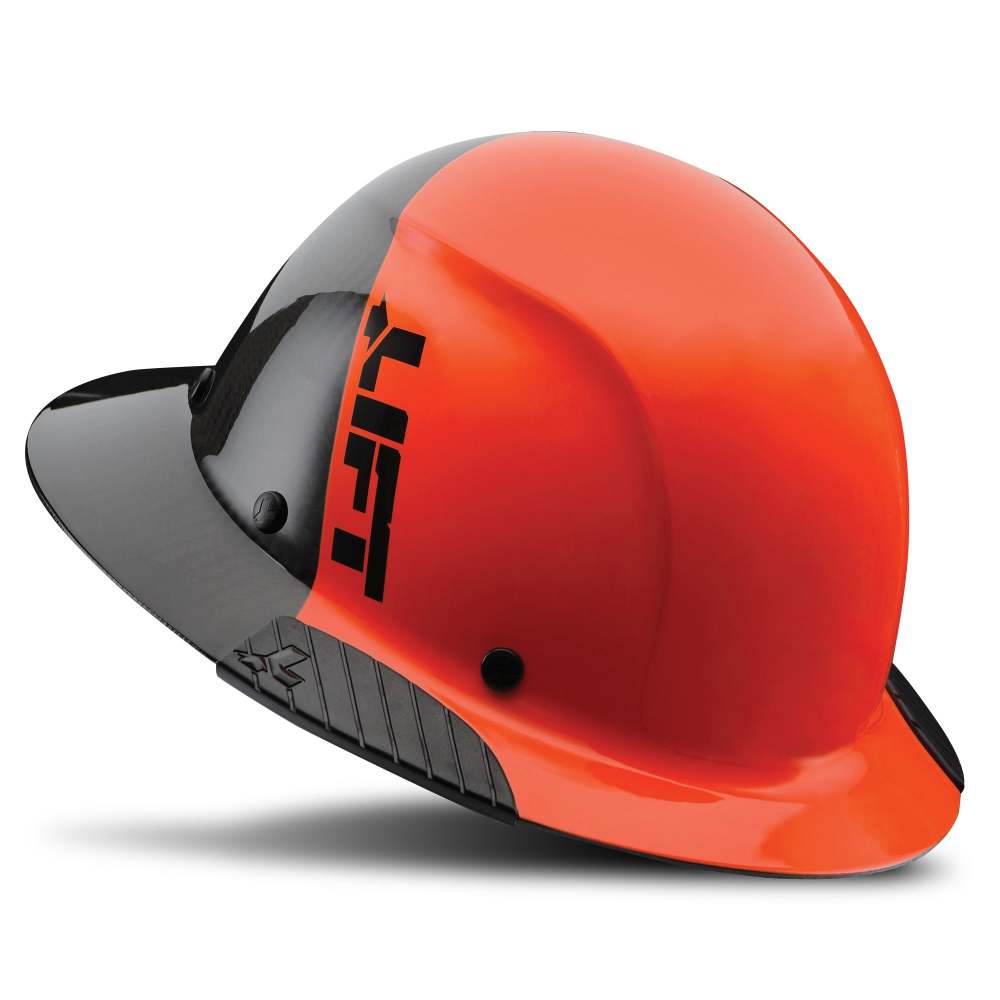 Lift Safety Hard Hat DAX FIFTY50 Orange/Black Carbon Full Brim - Flockneti